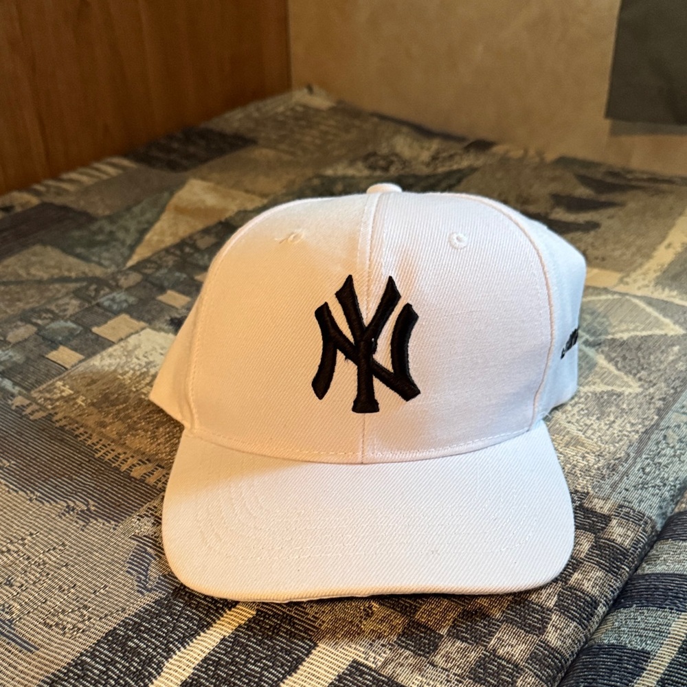 White NY Cap with Black Logo